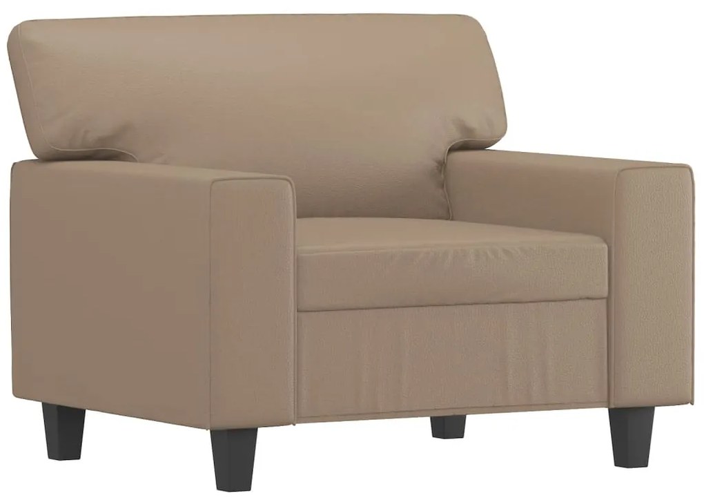 Poltrona com apoio de pés 60 cm couro artificial cappuccino