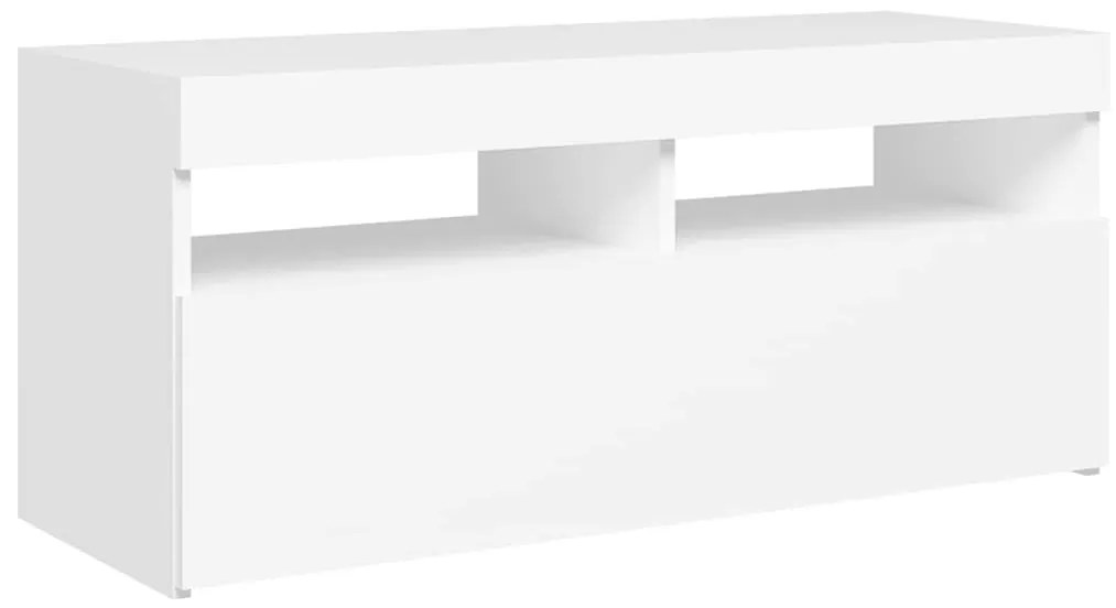 Móvel de TV com luzes LED 90x35x40 cm branco