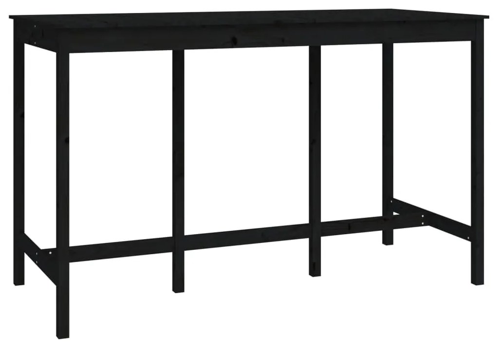 9 pcs conjunto de bar pinho maciço preto