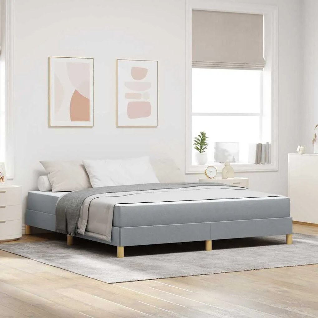 vidaXL Cama Box com colchão Cinzento-claro 180 x 200 cm tecido
