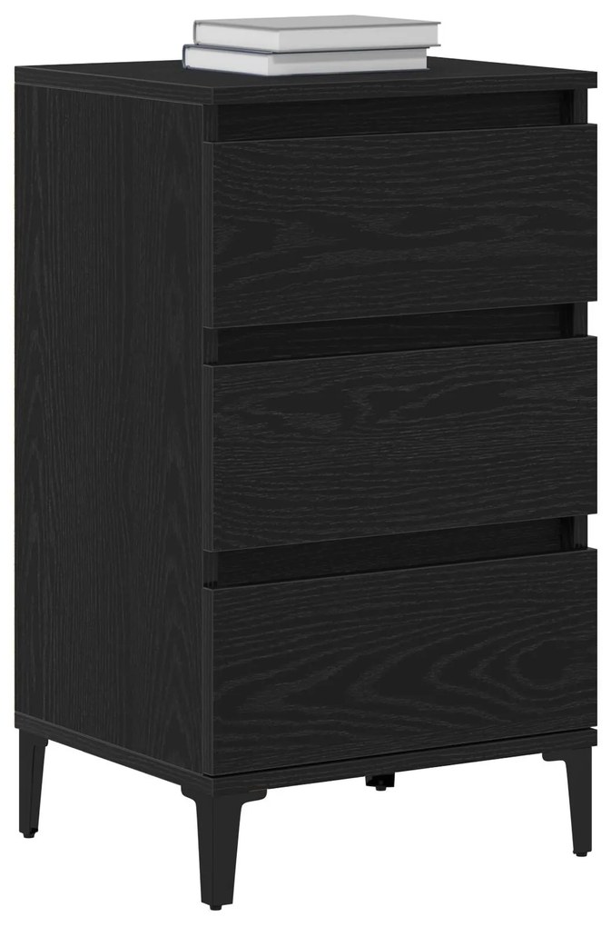 Cabeceira de noite vidaXL Preto Carvalho 40x35x70 cm Madeira do engend