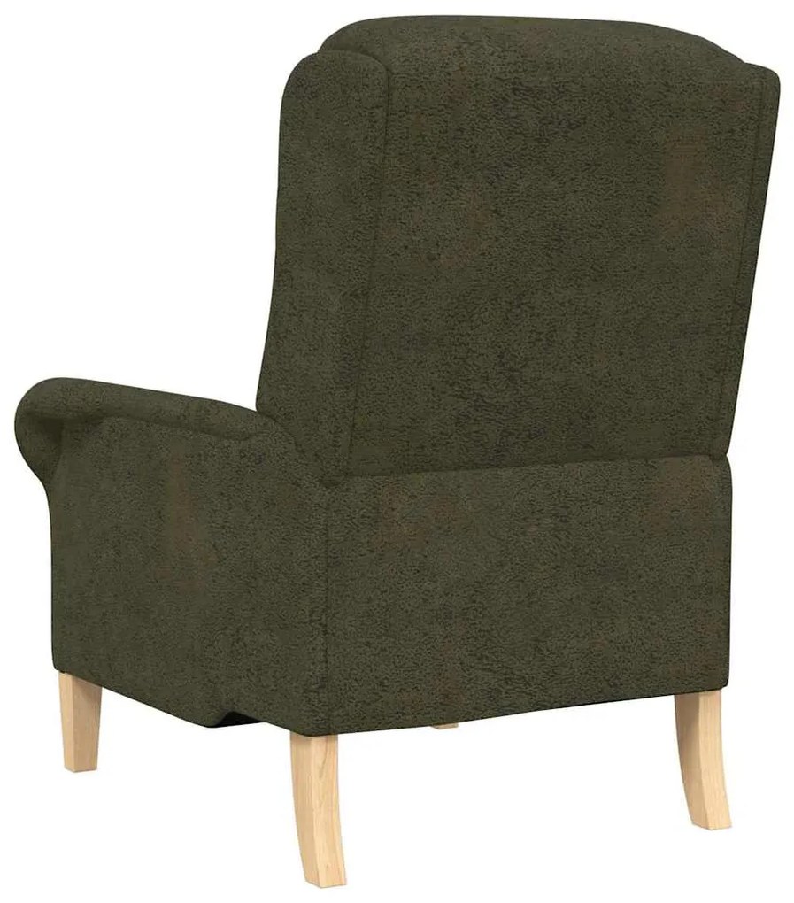 Poltrona Contemporânea Verde exército Médio Tecido, Madeira