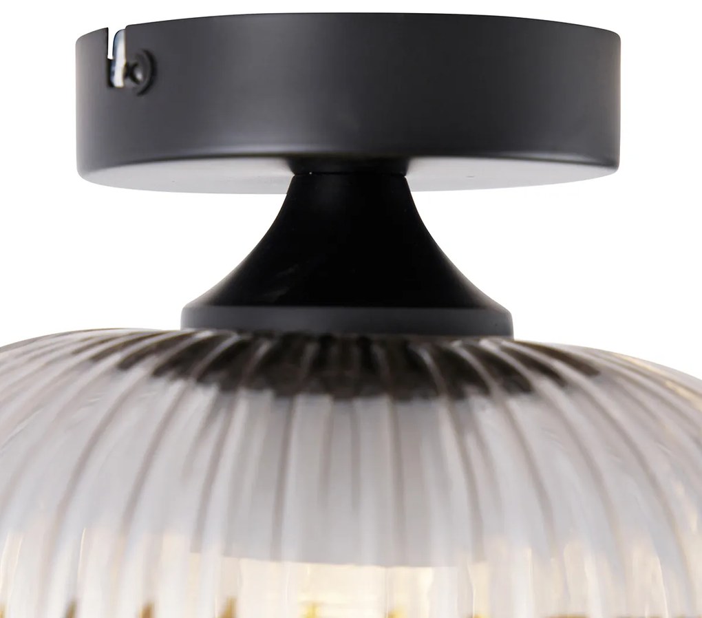 LED Candeeiro de teto inteligente preto com vidro fumê incl. Wifi A60 - Karel Art Deco