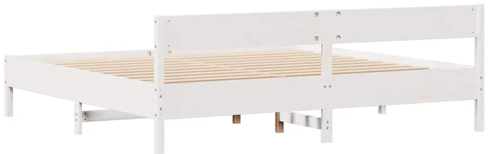 Cama sem colchão 180x200 cm madeira de pinho maciça branco