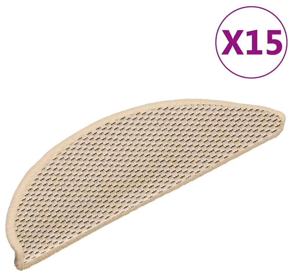 Tapetes escada adesivos aspeto sisal 15 pcs 56x17x3 cm berbere