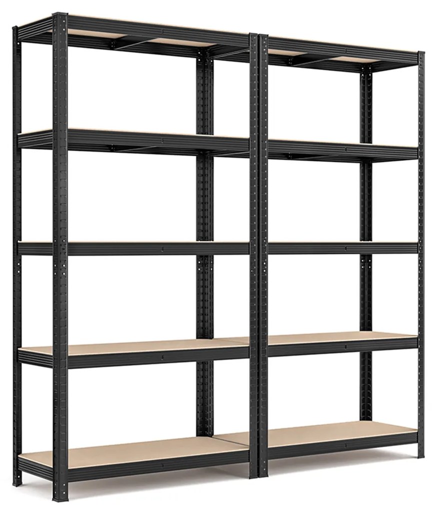 Estantes SONGMICS de 5 níveis, conjunto de 2 estantes de aço para armazenamento, montagem sem ferramentas, para garagem, galpão, capacidade de carga 875 kg, 40 x 90 x 180 cm, preto GLR040B02