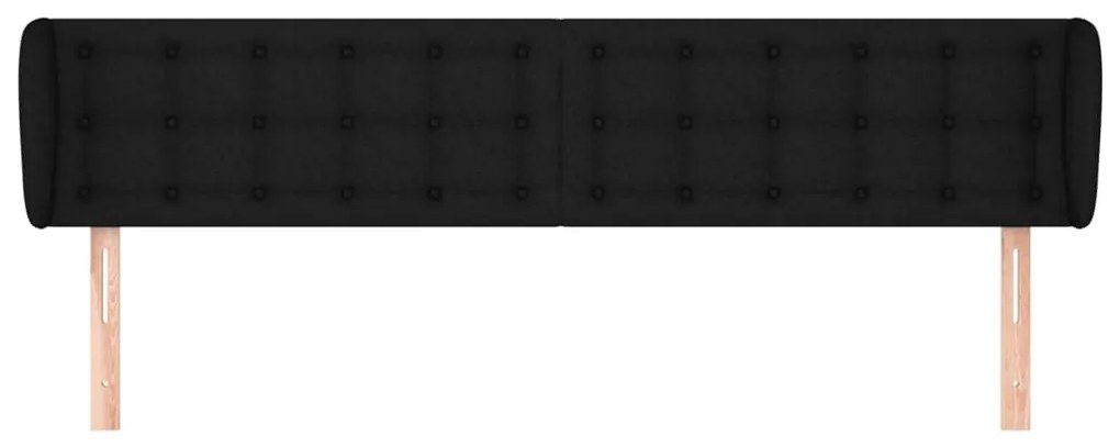 Cabeceira de cama c/ abas tecido 203x23x78/88 cm preto