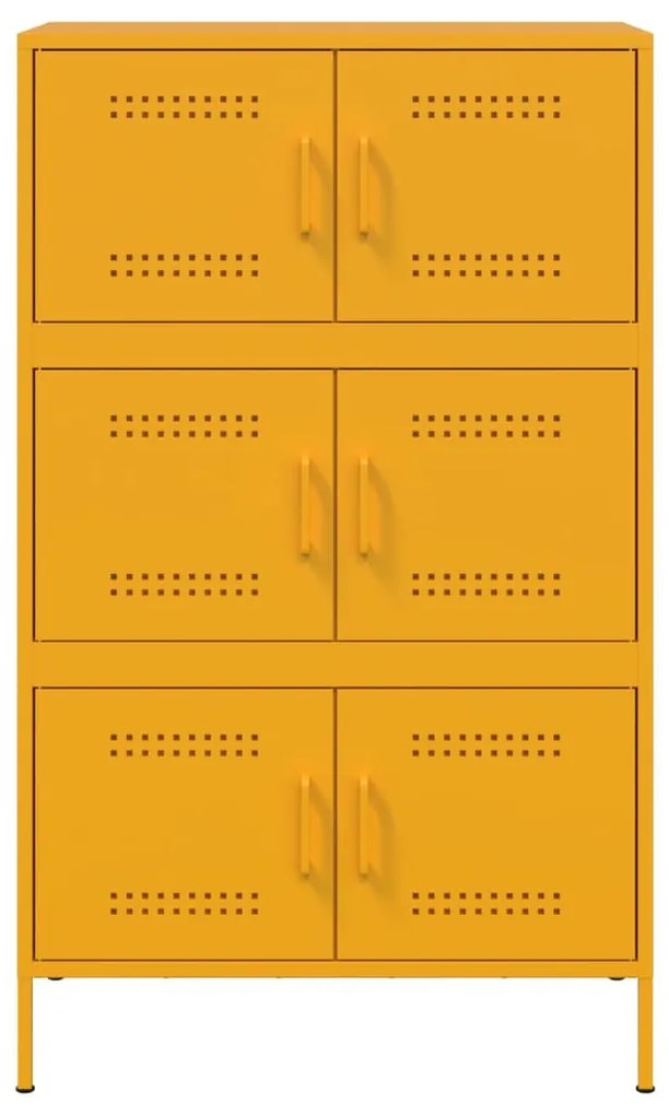 Aparador alto 68x39x113 cm aço amarelo mostarda