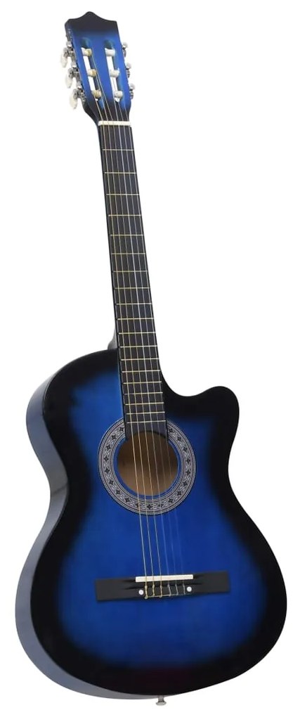 70134 vidaXL Guitarra clássica cutaway com 6 cordas 38" azul sombreado