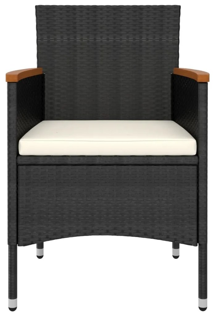 5 pcs conjunto lounge de jardim vime PE preto