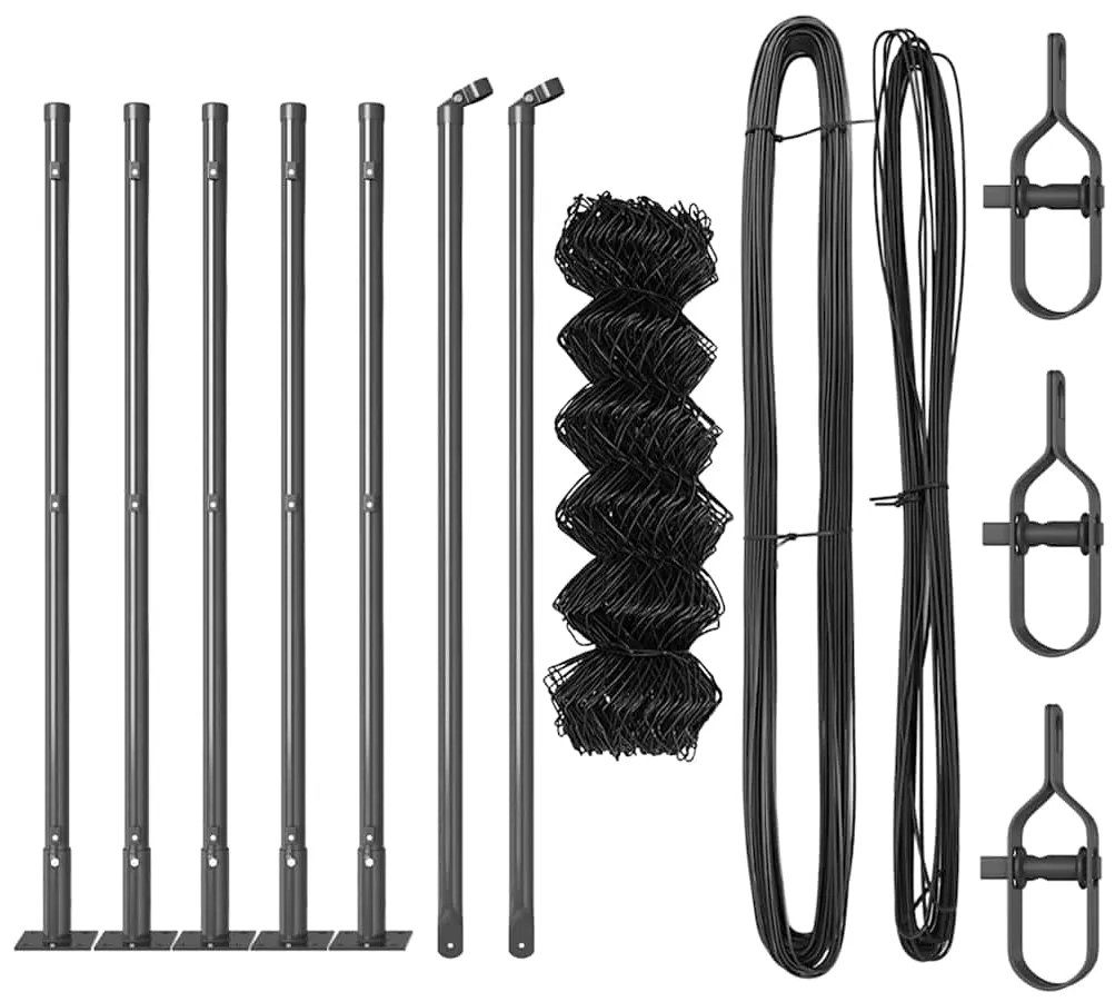 Conjunto de Postes de Cerca Prateado 10 x 0.6 m Aço Galvanizado