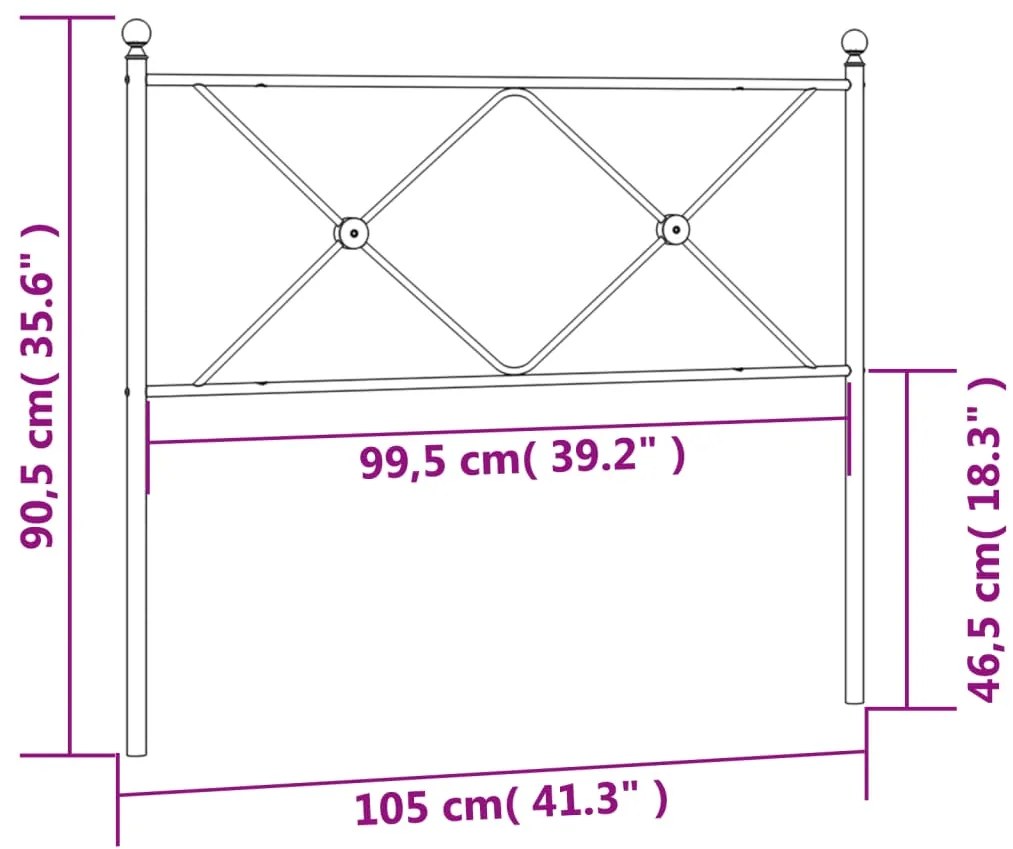 Cabeceira de cama 100 cm metal branco