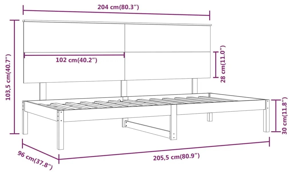 Sofá-cama sem colchão 90x200 cm madeira de pinho maciça branco