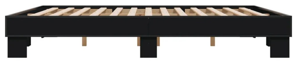 Estrutura de cama 200x200 cm derivados de madeira/metal preto