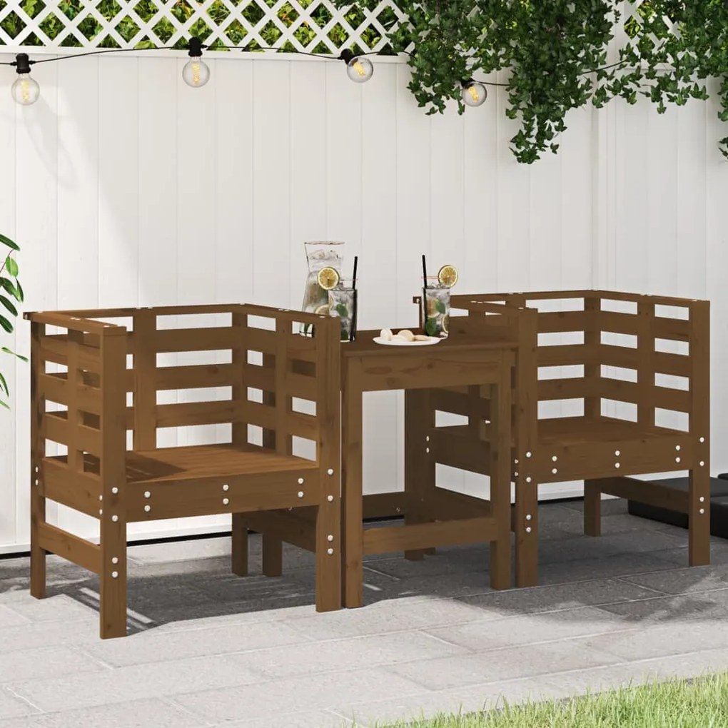 vidaXL Cadeiras de jardim 2 pcs 61,5x53x71cm pinho maciço castanho-mel
