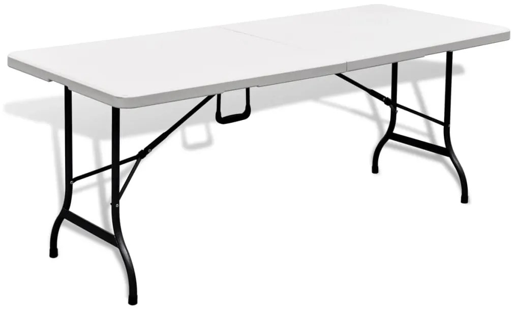 vidaXL Mesa de jardim dobrável 180x75x74 cm PEAD branco