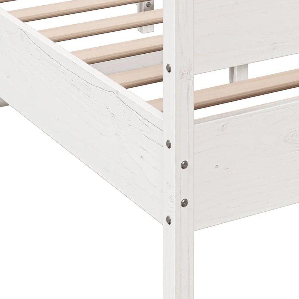Cama sem colchão 140x190 cm madeira de pinho maciça branco