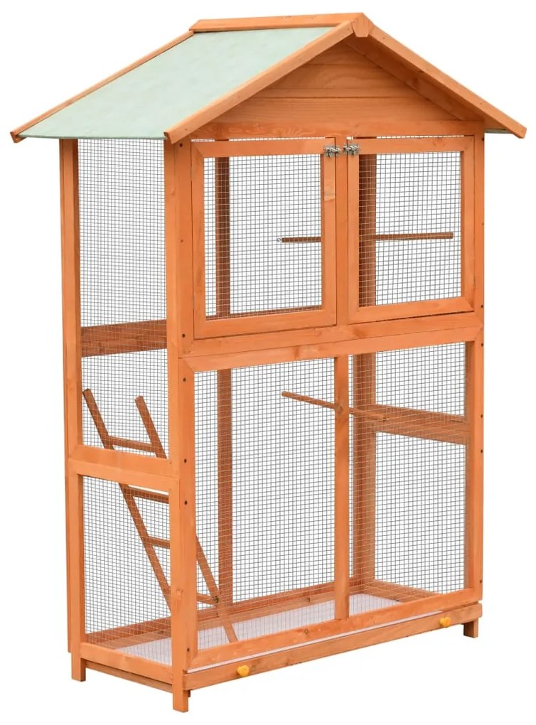 vidaXL Gaiola para pássaros 125,5x59,5x164 cm pinho e abeto maciços