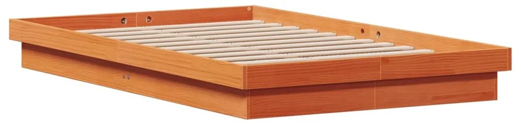 Estrutura de cama c/ LEDs 140x190 cm pinho maciço castanho mel
