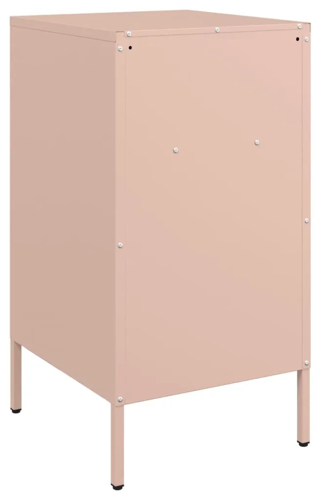Mesas de cabeceira 2 pcs 36x39x68 cm aço rosa