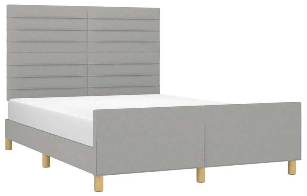 Estrutura de cama sem colchão 140x200 cm tecido cinzento-claro
