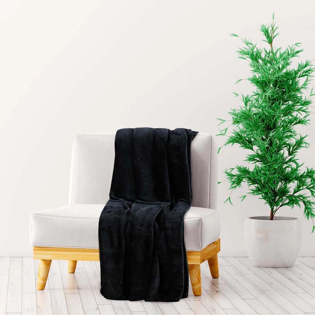 vidaXL Manta 200x240 cm poliéster preto
