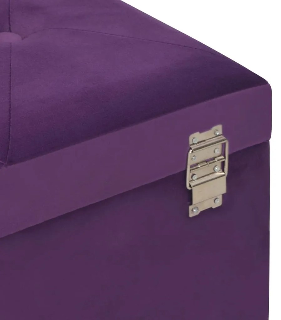 Banco com compartimento de arrumação 80 cm veludo roxo