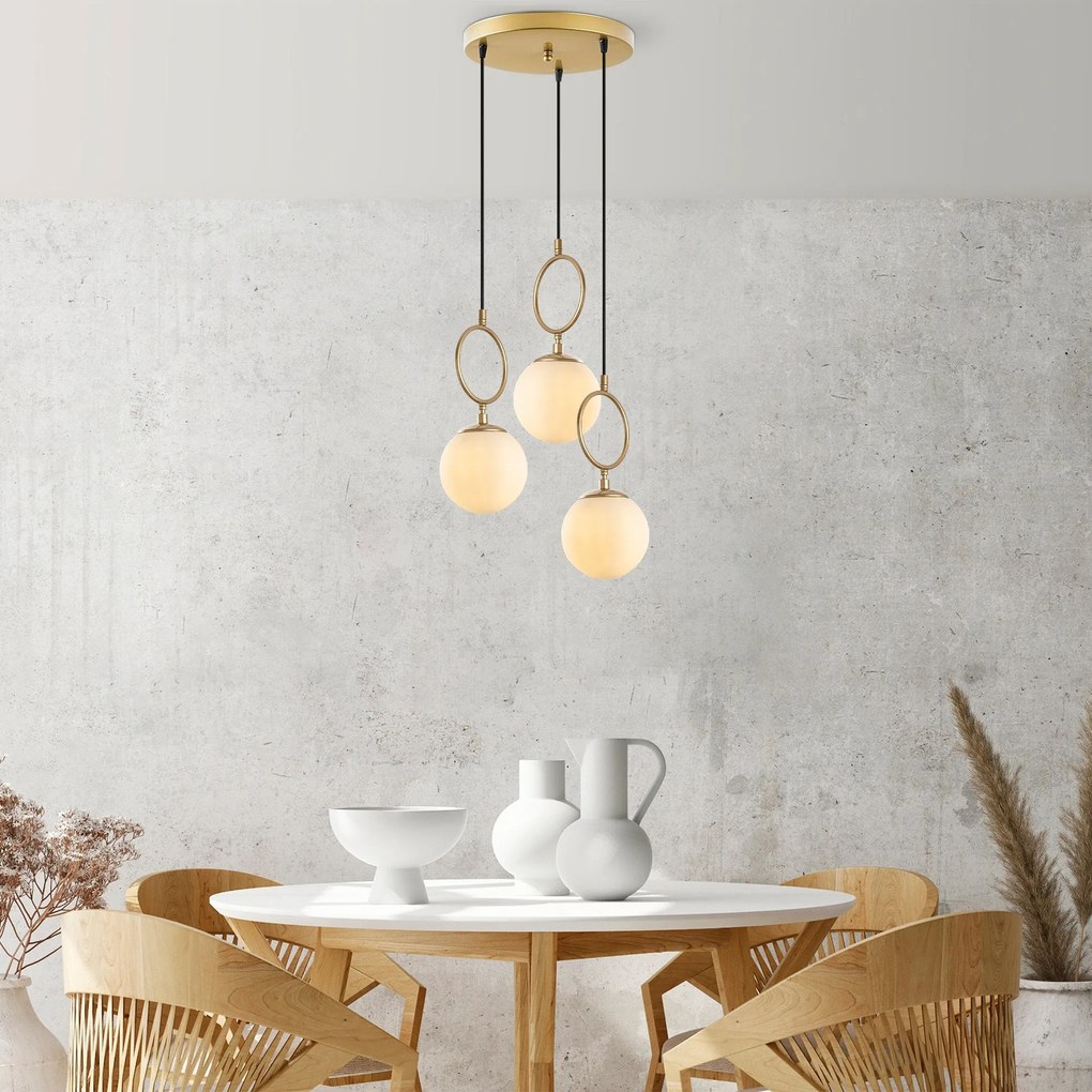 Candeeiro Chandelier Ring – Dourado – 45 cm x 185 cm