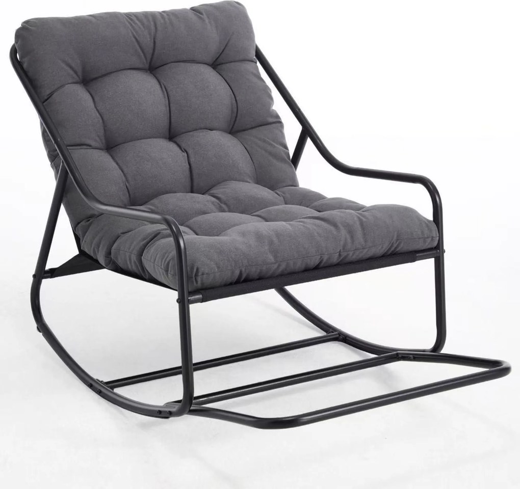Cadeira de baloiço para exterior com almofada de conforto, para sala de estar, quarto, sala de leitura, 75x116x82 cm, Cinzento| AOSOM Portugal