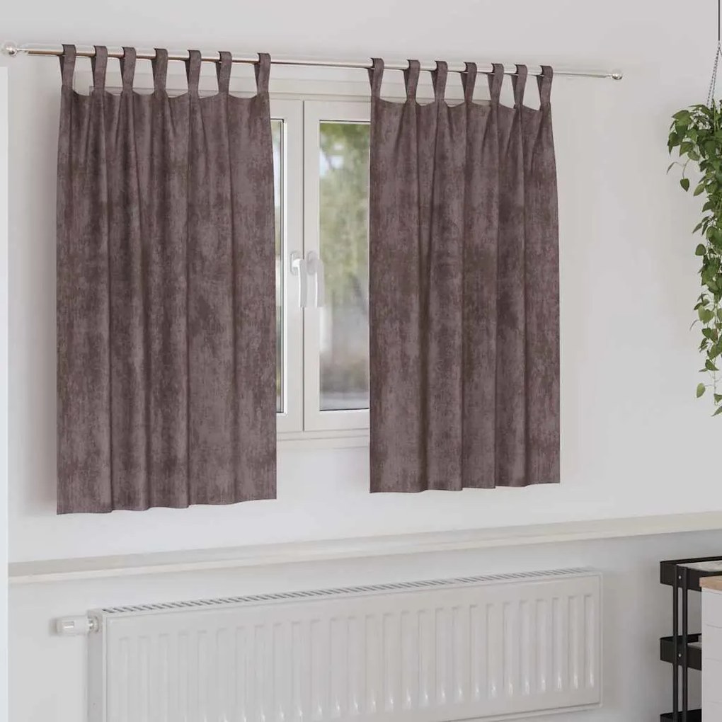 vidaXL Cortinas de Veludo 2 pcs com Ilhós Marrom 140x140 cm