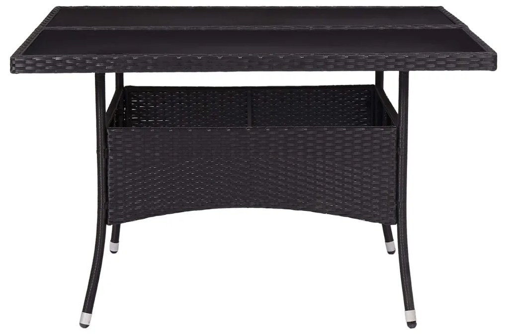 Mesa de jantar para exterior vime PE e vidro preto