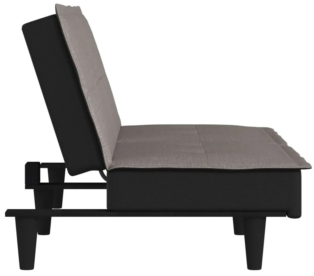 Sofá-cama tecido cinzento-acastanhado