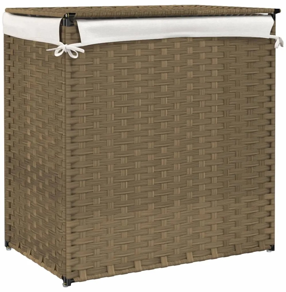 Cesto para roupa suja com 2 secções 53x35x57 cm vime PE