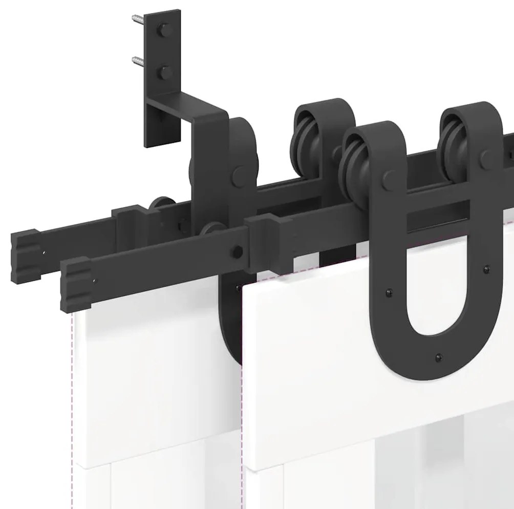 Kit de ferragens para porta deslizante 366 cm aço preto