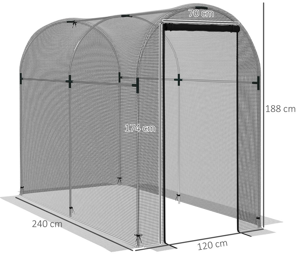 Estufa de Cultivo Estufa de Jardim com 1 Porta Suporte e Anti UV para Proteger as Plantas 120x240x188 cm Preto