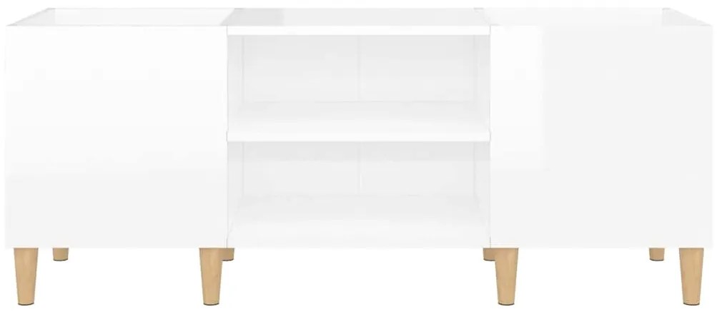 Armário p/ discos 121x38x48 cm deriv. madeira branco brilhante