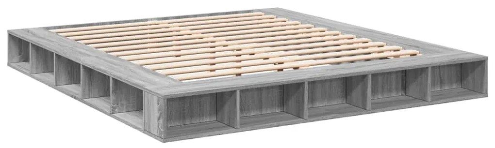 Estrutura de cama 200x200 cm derivados madeira cinzento sonoma