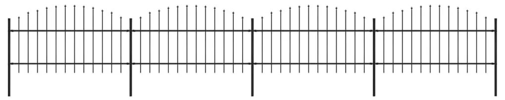 vidaXL Cerca de jardim com topo em lanças (1-1,25)x6,8 m aço preto