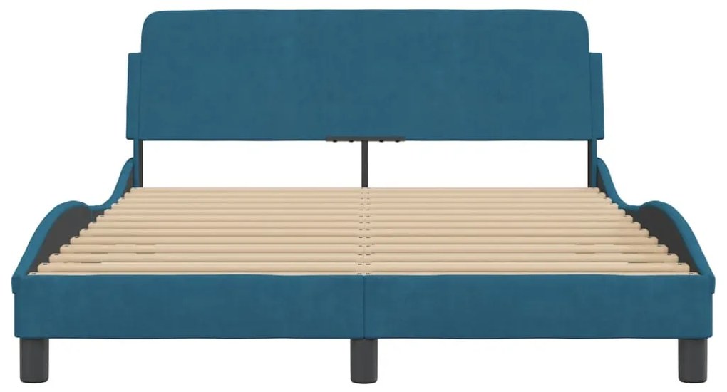 Estrutura de cama com cabeceira 140x190 cm veludo azul