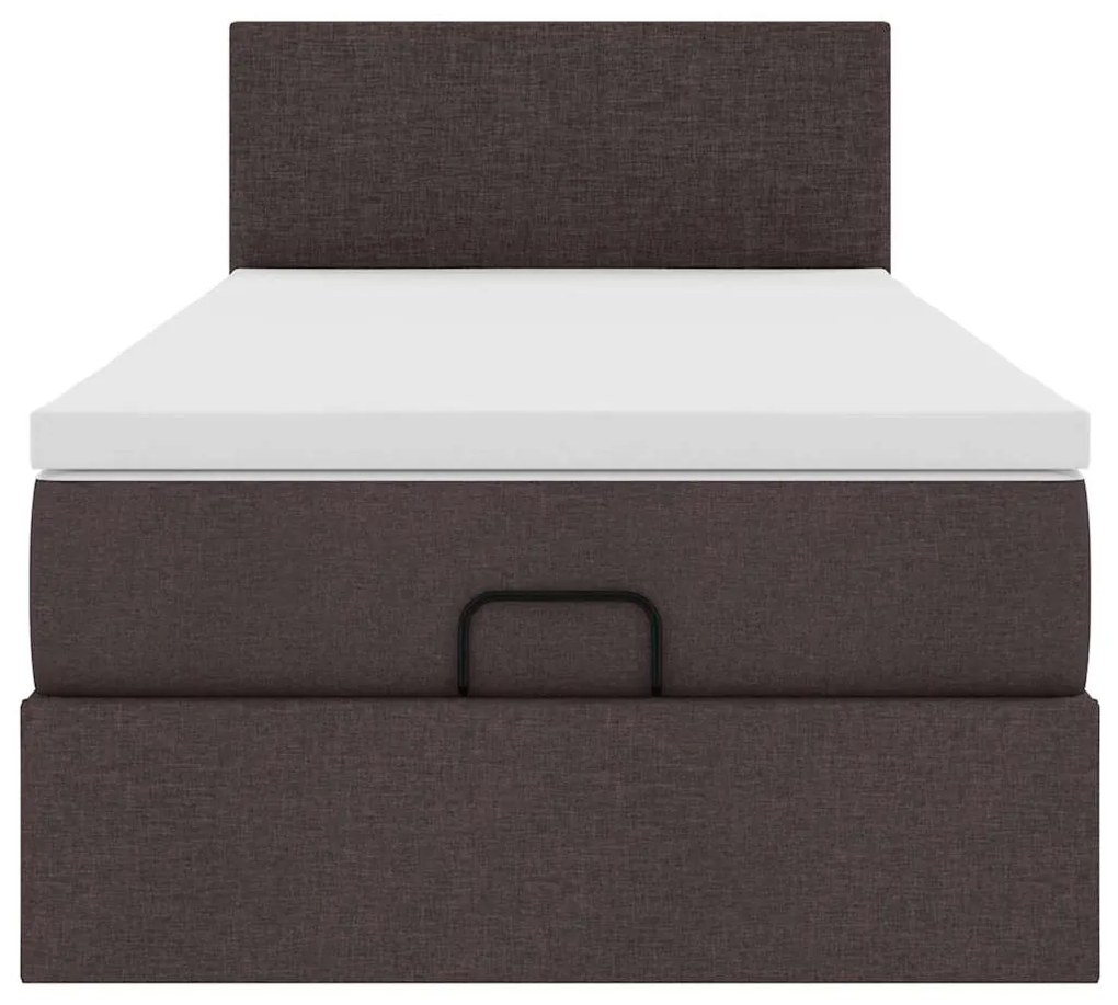 Cama otomana com colchão 100x200 cm tecido castanho escuro
