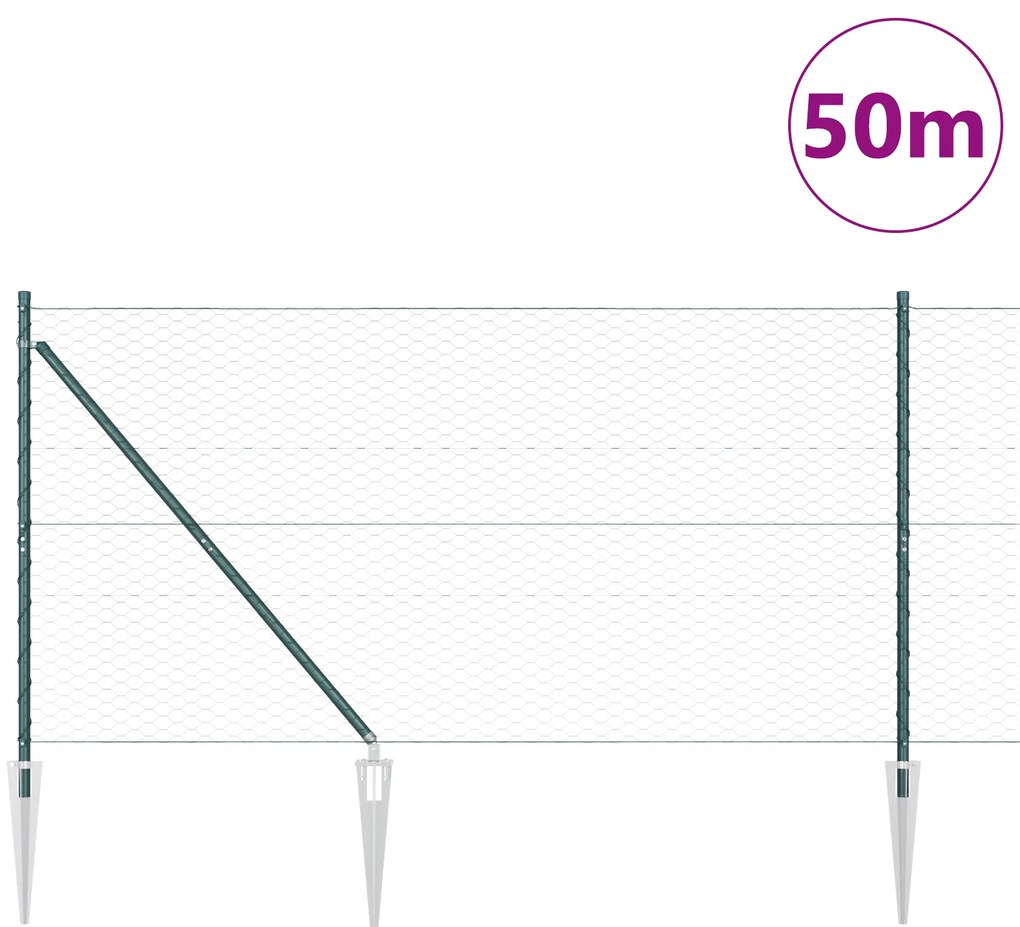 Cerca Hexagonal vidaXL Verde 1,2x50 m Aço
