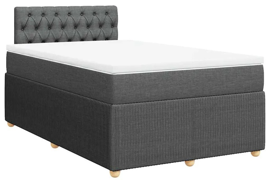 Cama boxspring com colchão 120x190 cm tecido cinzento-escuro