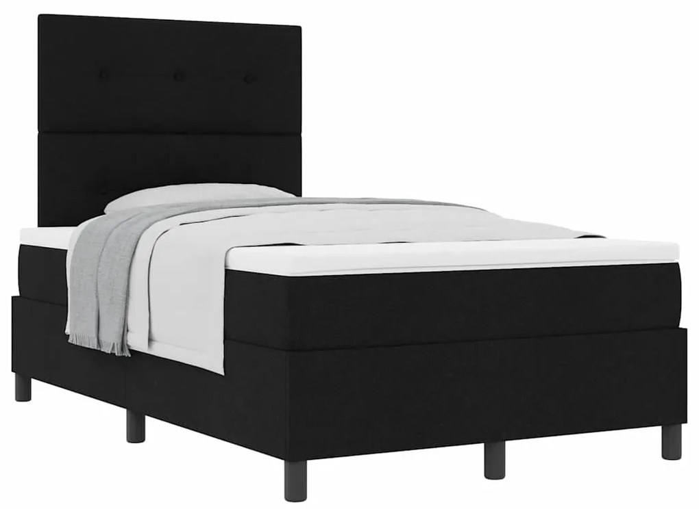 Cama Box com Colchão Preto 120x200 cm Tecido