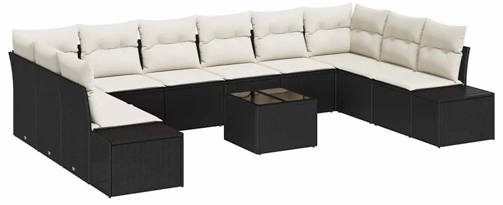 Conjunto de Sofá de Jardim de 10 Peças com Almofadas Marrons em Rattan