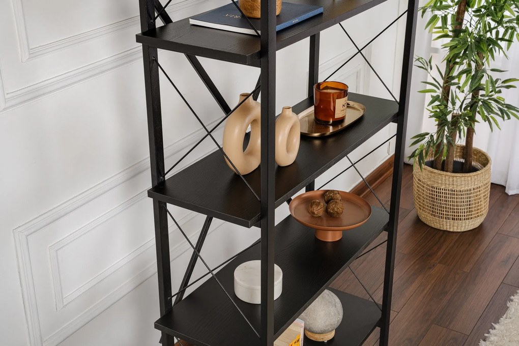Estante Elysian – Preto Madeira – 90x180x33,5 cm