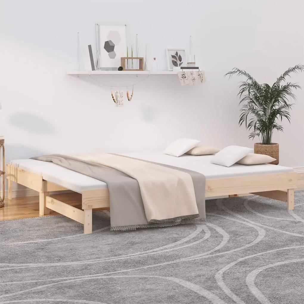 Sofá-cama de puxar 2x(100x200) cm madeira de pinho maciça