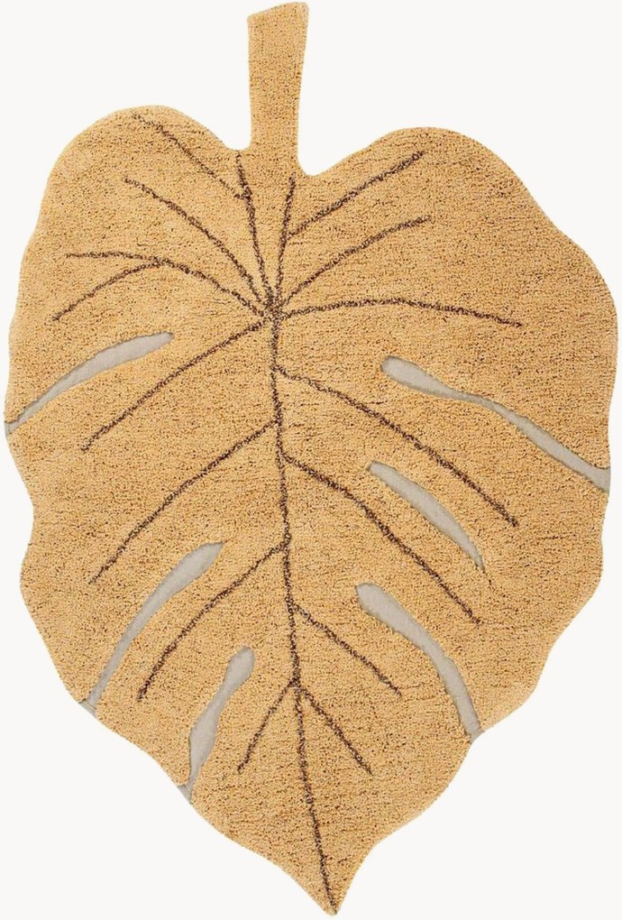 Tapete para crianças lavável tecido à mão com relevo Monstera