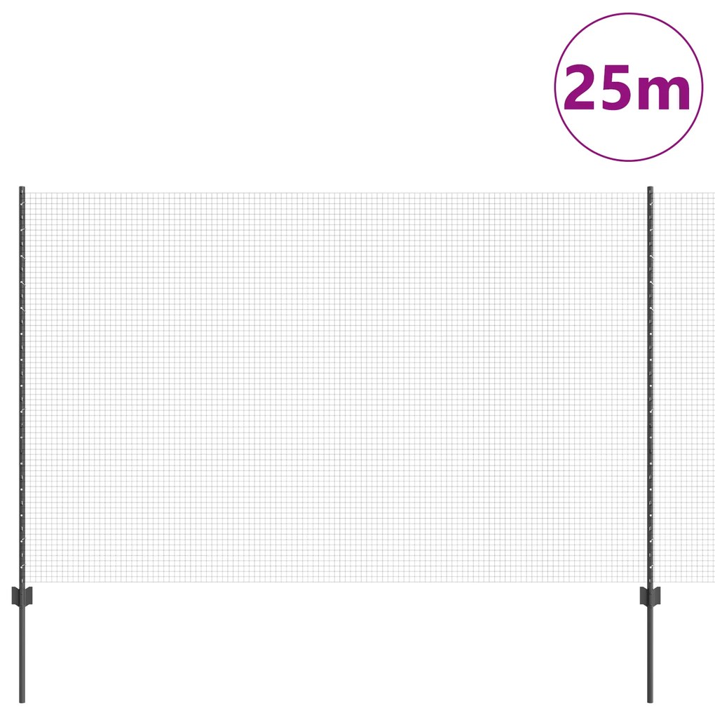 Conjunto de Cerca de Jardim Conjunto de 2 Cinza Metal 25 x 1,5 m