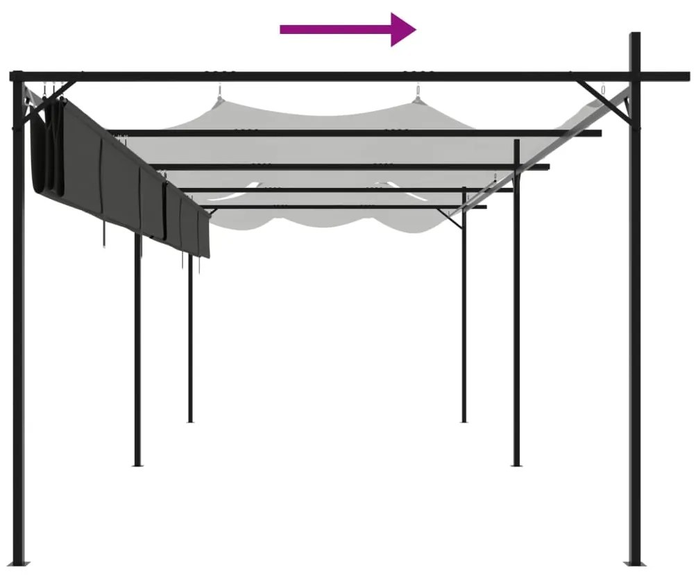 Pérgola com toldo retrátil 589x292x230 cm cor antracite