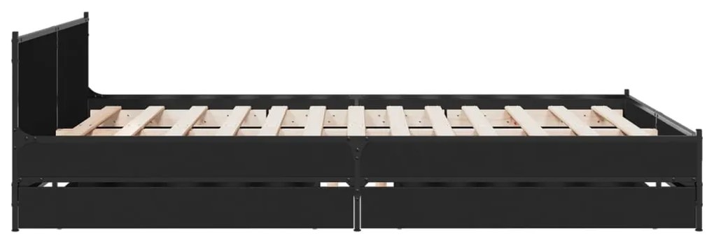 Estrutura de cama c/ gavetas 135x190 cm derivados madeira preto